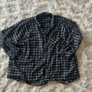 BDG Blue and Black Plaid Shirt